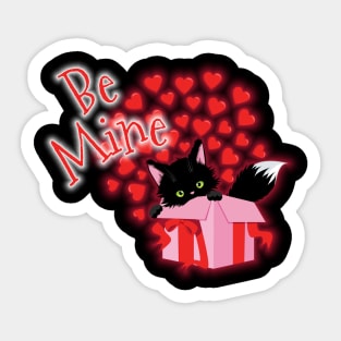 Be Mine Valentine's Day Cute Cat Hearts Sticker